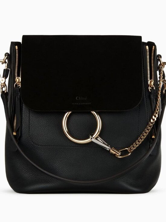 Chloe Handbags - Chloé – Faye Backpack in Black (Leather & Suede)